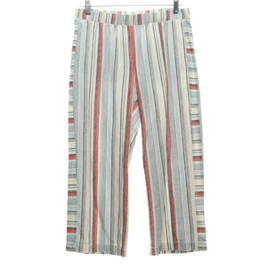 Caffe Marrakesh Casual Pinstripe Baggy Pants Cropped Women S White/Blue